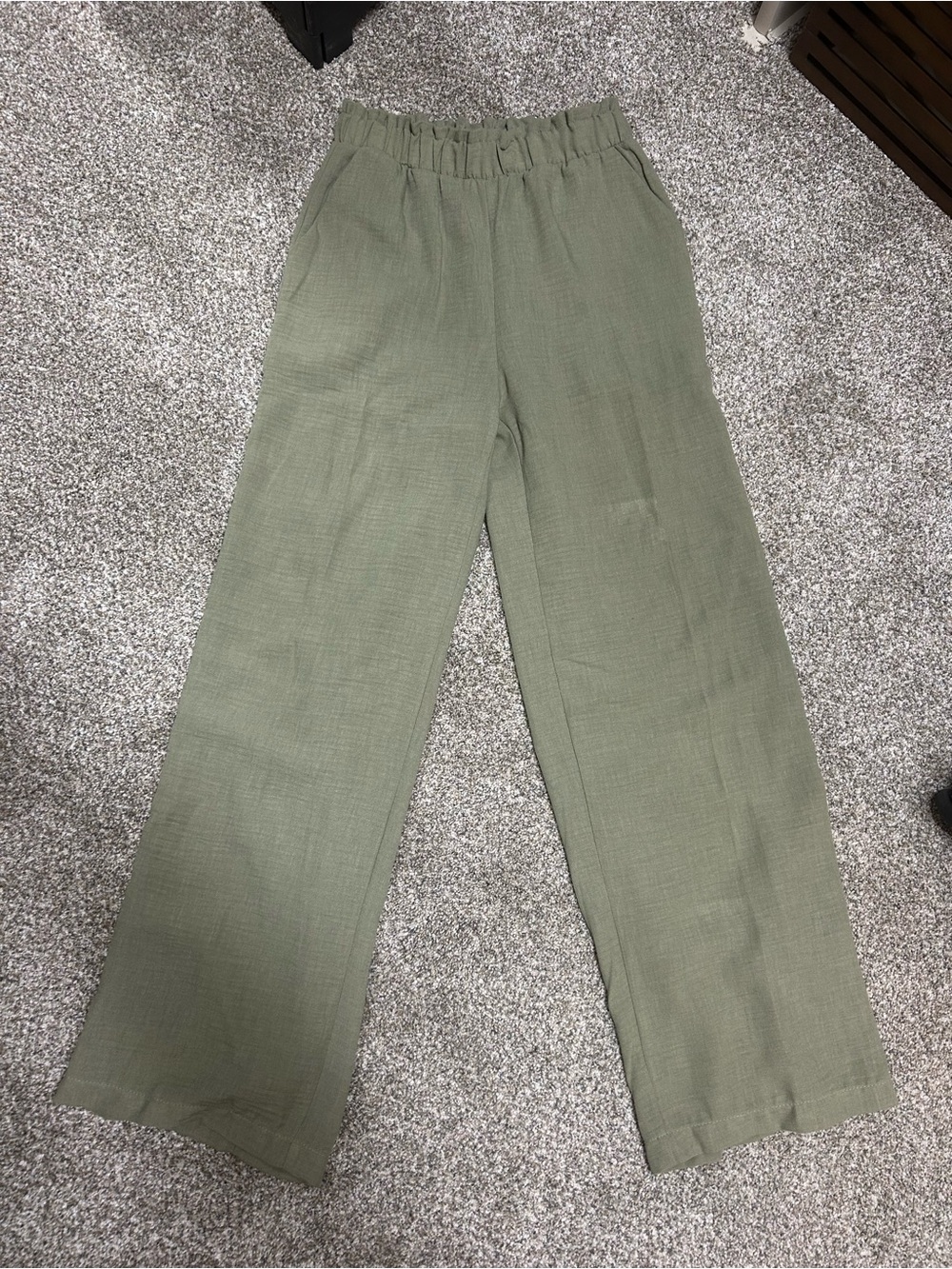 Moa Moa Women’s /Juniors Green Wide-Leg Pull-On Pants with elastic waist